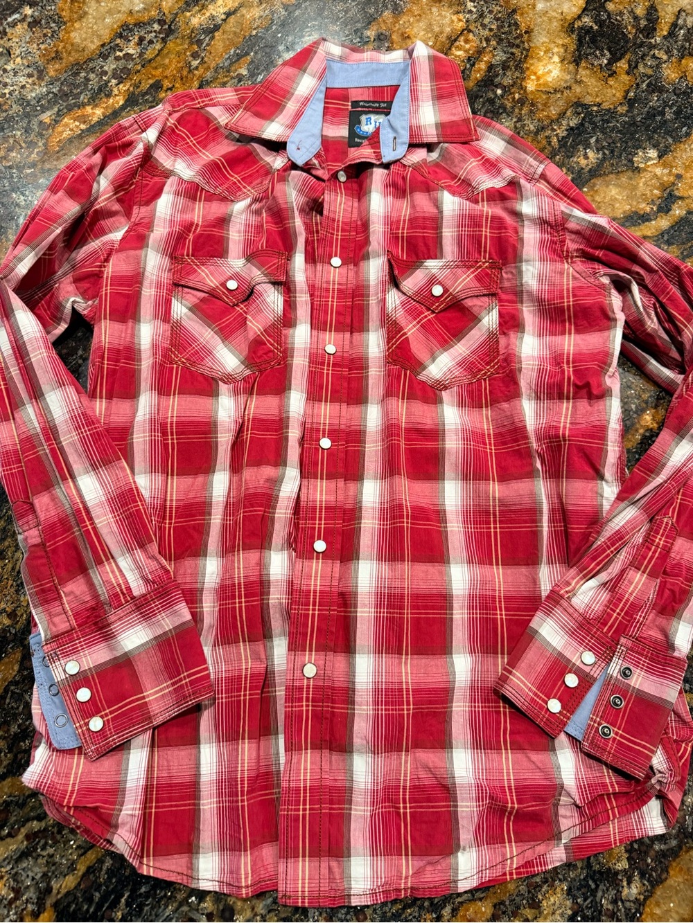 Men's Red Plaid Button-Down Shirt - Casual Long Sleeve